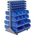 Global Equipment Mobile Double Sided Floor Rack - 88 Blue Stacking Bins 36 x 54 500164BL